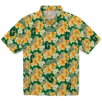 charlotte 49ers hibiscus tropics green yellow hawaiian shirts best selling