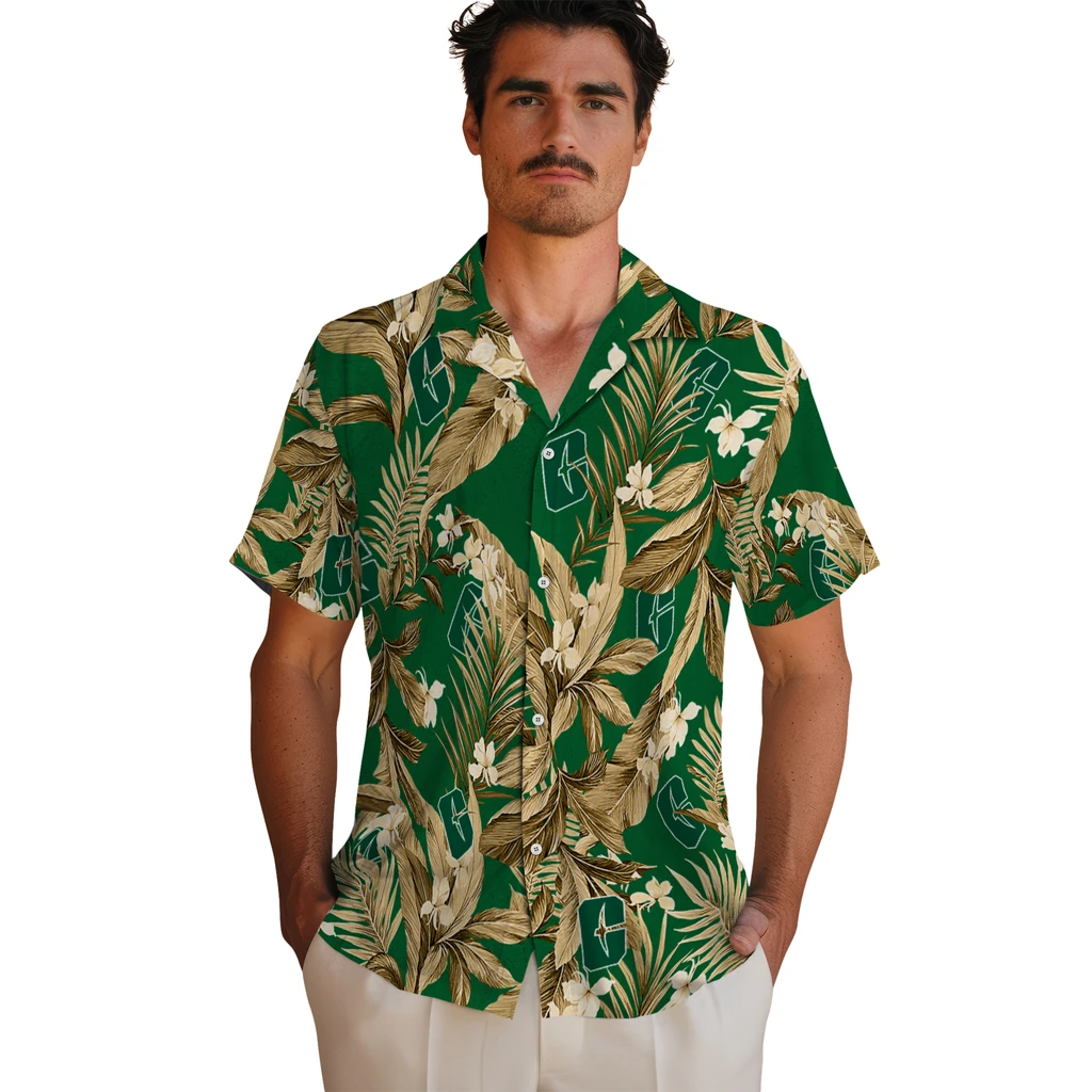 Charlotte 49ers Hawaiian Shirt - Palm Leaves charlotte 49ers palm leaves green hawaiian shirts fashion forward