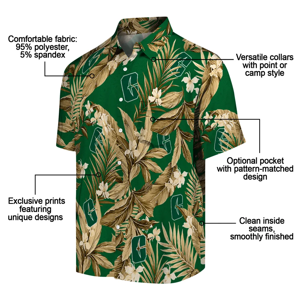 Charlotte 49ers Hawaiian Shirt - Palm Leaves charlotte 49ers palm leaves green hawaiian shirts new arrival