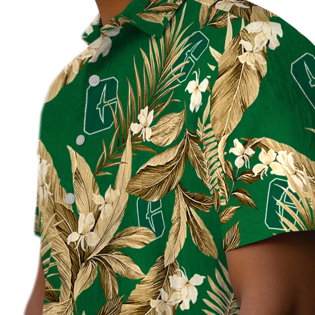 Charlotte 49ers Hawaiian Shirt - Palm Leaves charlotte 49ers palm leaves green hawaiian shirts trendy