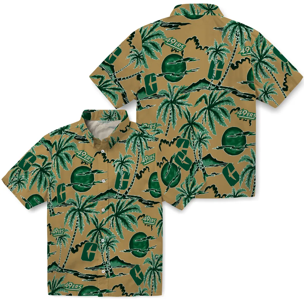 Charlotte 49ers Hawaiian Shirt - Palm Sunset charlotte 49ers palm sunset hawaiian shirts high quality