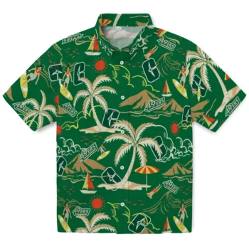 charlotte 49ers palm tree island green hawaiian shirts best selling