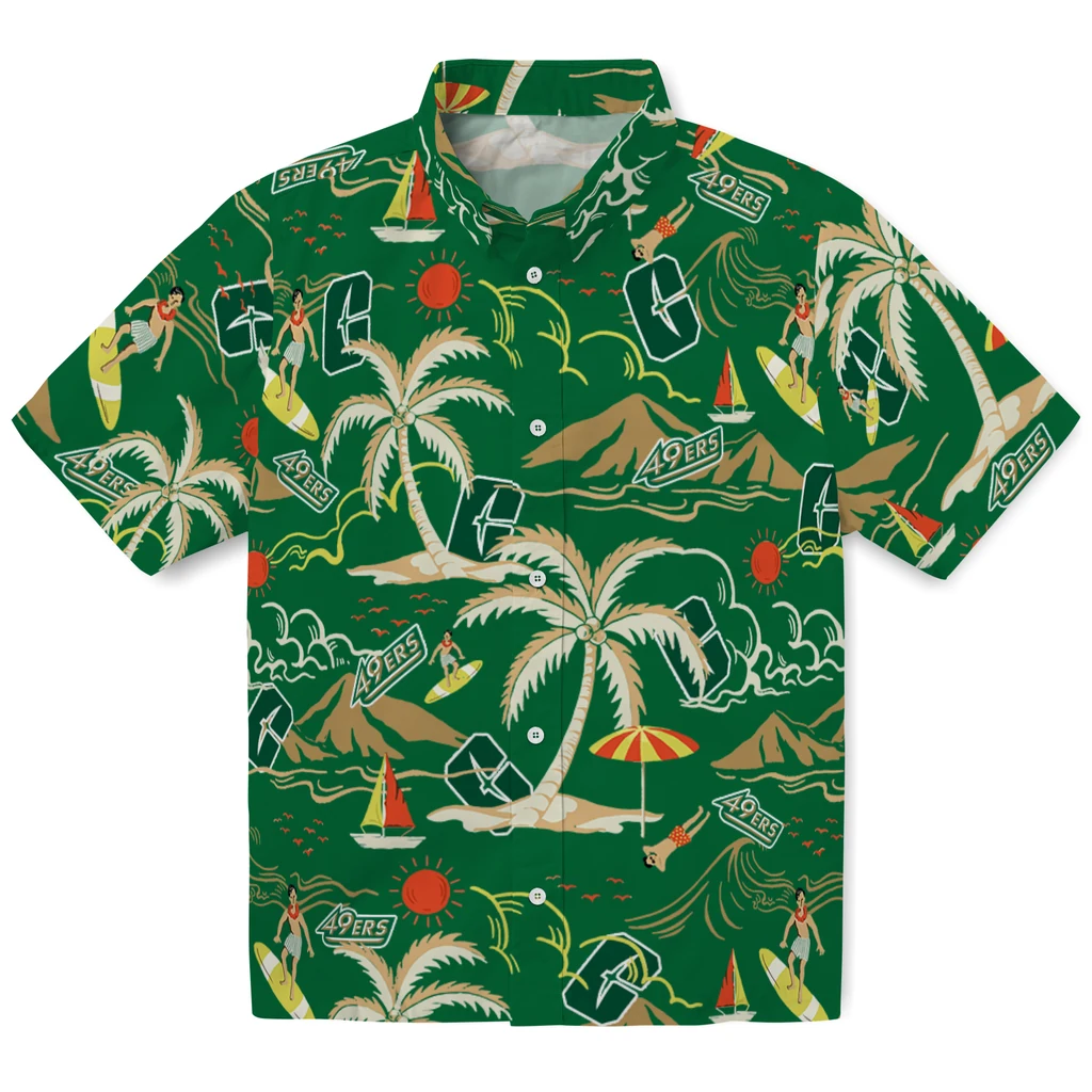 Charlotte 49ers Hawaiian Shirt - Palm Tree Island charlotte 49ers palm tree island green hawaiian shirts best selling
