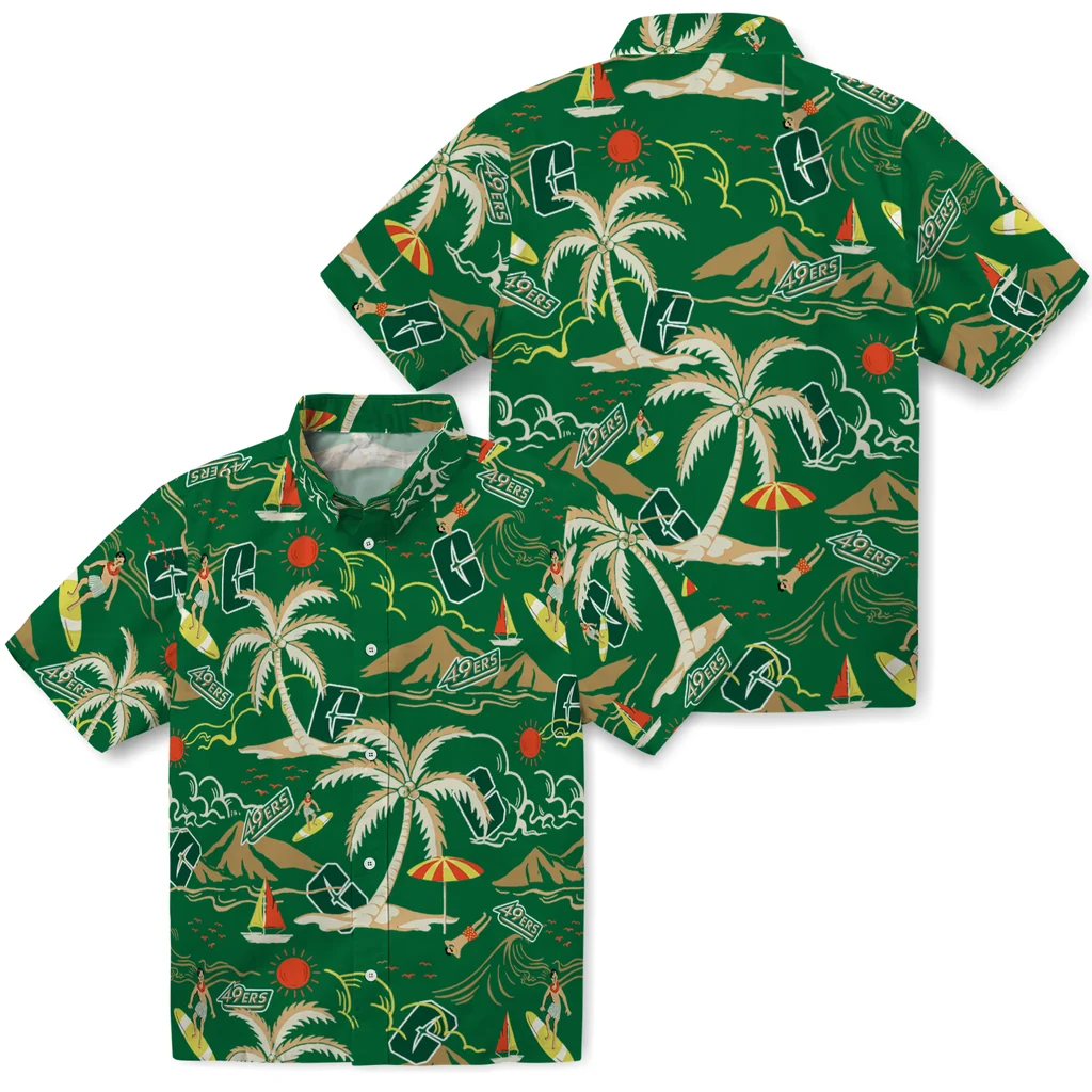 Charlotte 49ers Hawaiian Shirt - Palm Tree Island charlotte 49ers palm tree island green hawaiian shirts high quality