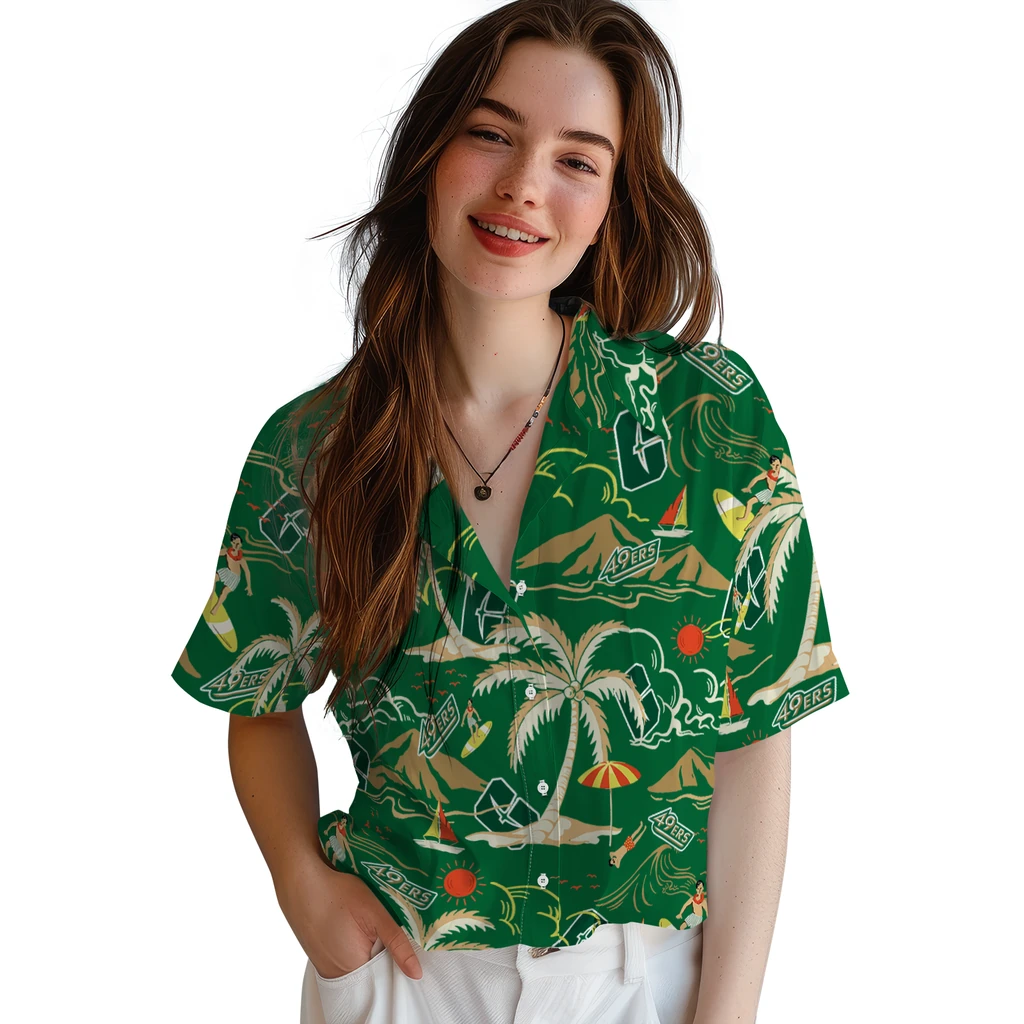 Charlotte 49ers Hawaiian Shirt - Palm Tree Island charlotte 49ers palm tree island green hawaiian shirts latest model