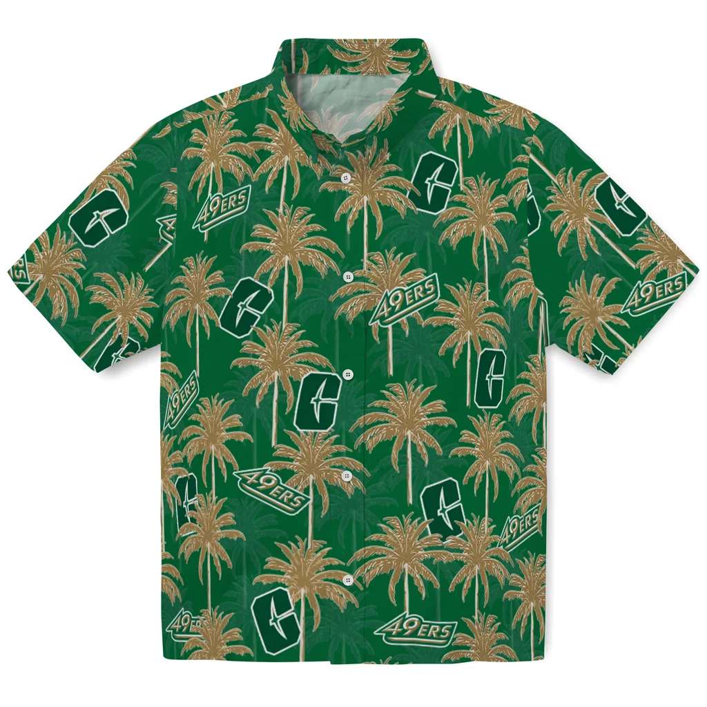 Charlotte 49ers Hawaiian Shirt - Palm Tree Motif charlotte 49ers palm grove green hawaiian shirts best selling