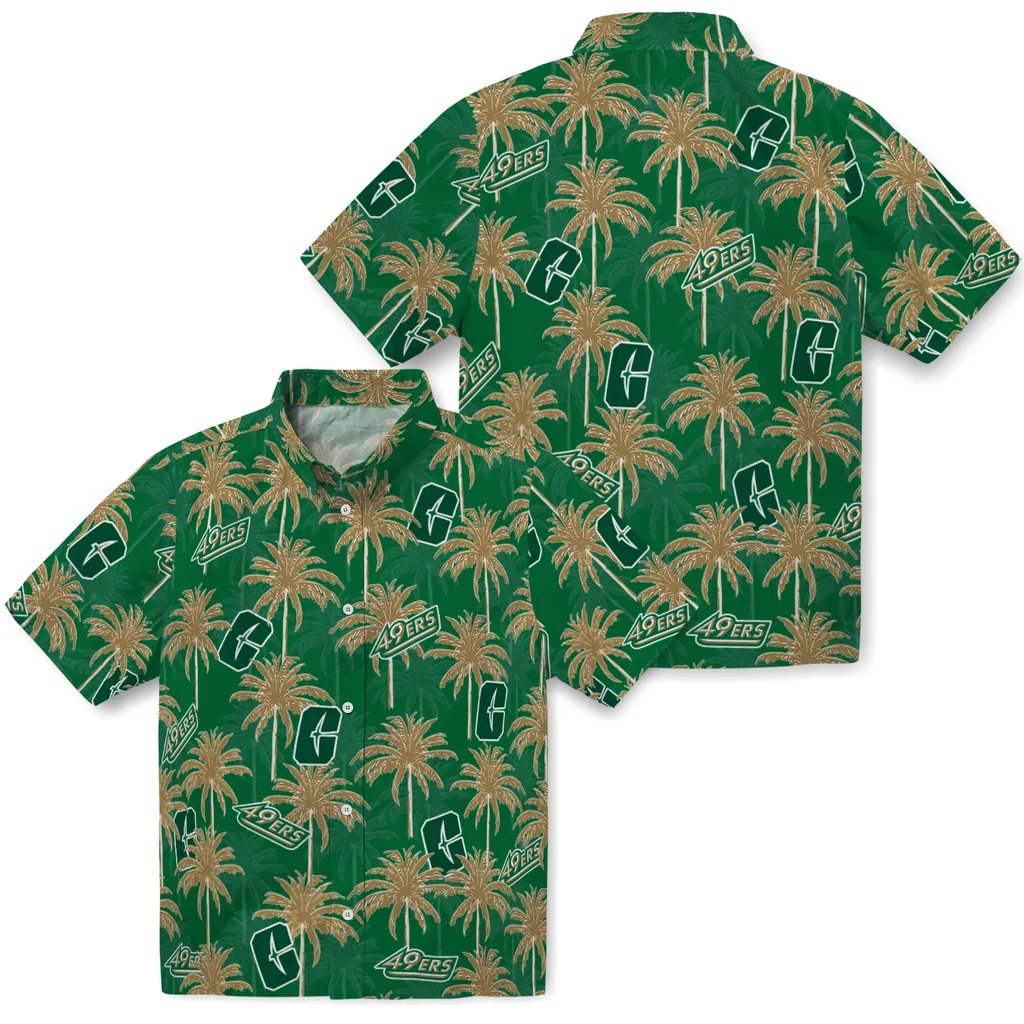 Charlotte 49ers Hawaiian Shirt - Palm Tree Motif charlotte 49ers palm grove green hawaiian shirts high quality