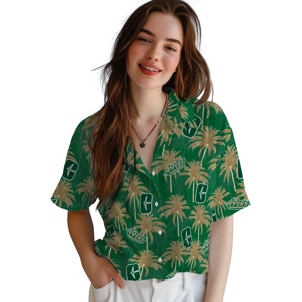 Charlotte 49ers Hawaiian Shirt - Palm Tree Motif charlotte 49ers palm grove green hawaiian shirts latest model