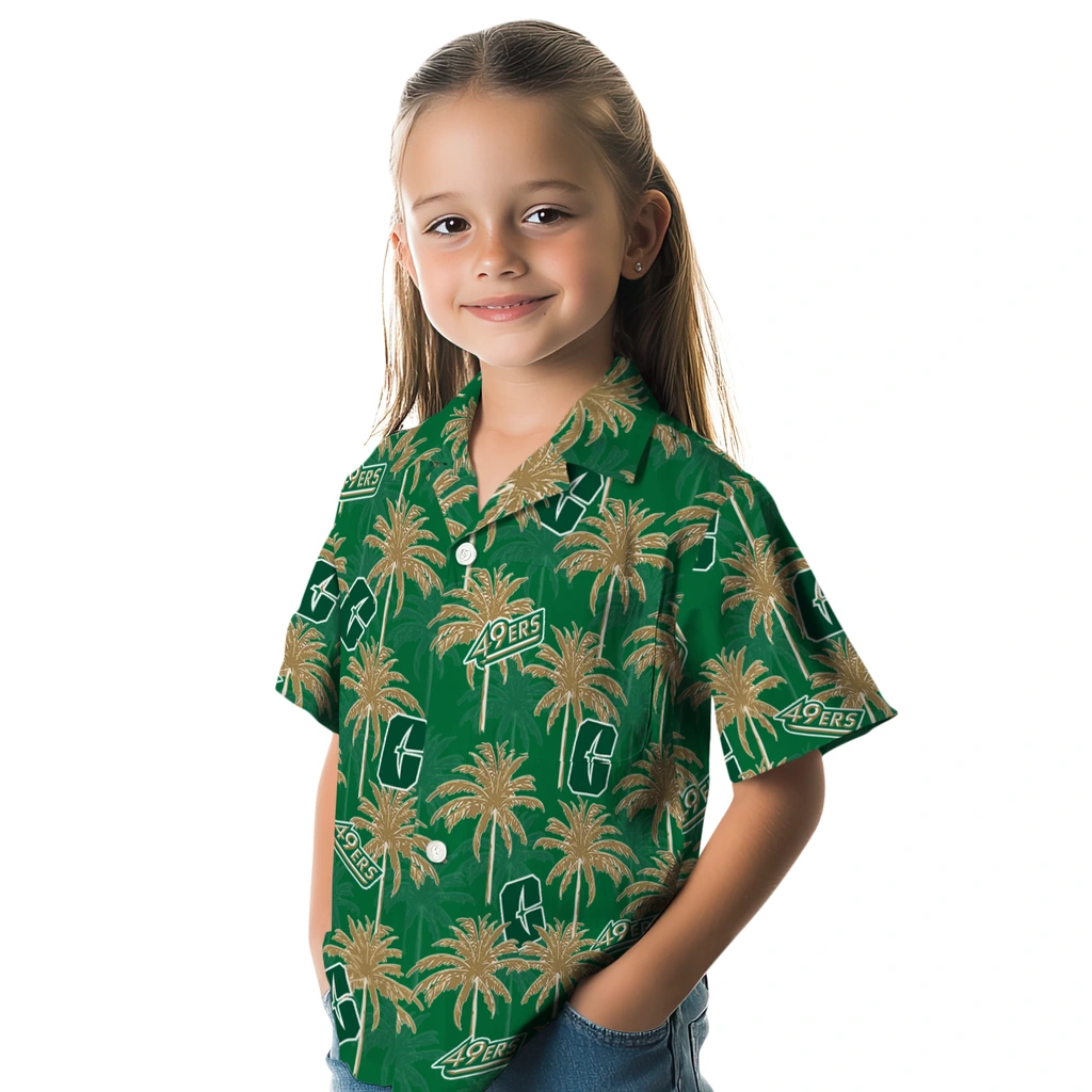 Charlotte 49ers Hawaiian Shirt - Palm Tree Motif charlotte 49ers palm grove green hawaiian shirts premium grade