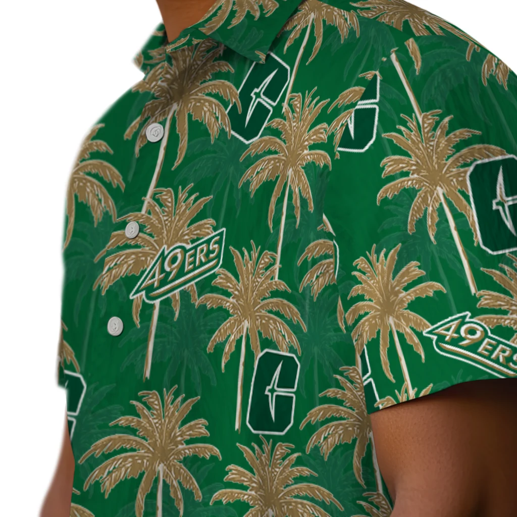 Charlotte 49ers Hawaiian Shirt - Palm Tree Motif charlotte 49ers palm grove green hawaiian shirts trendy