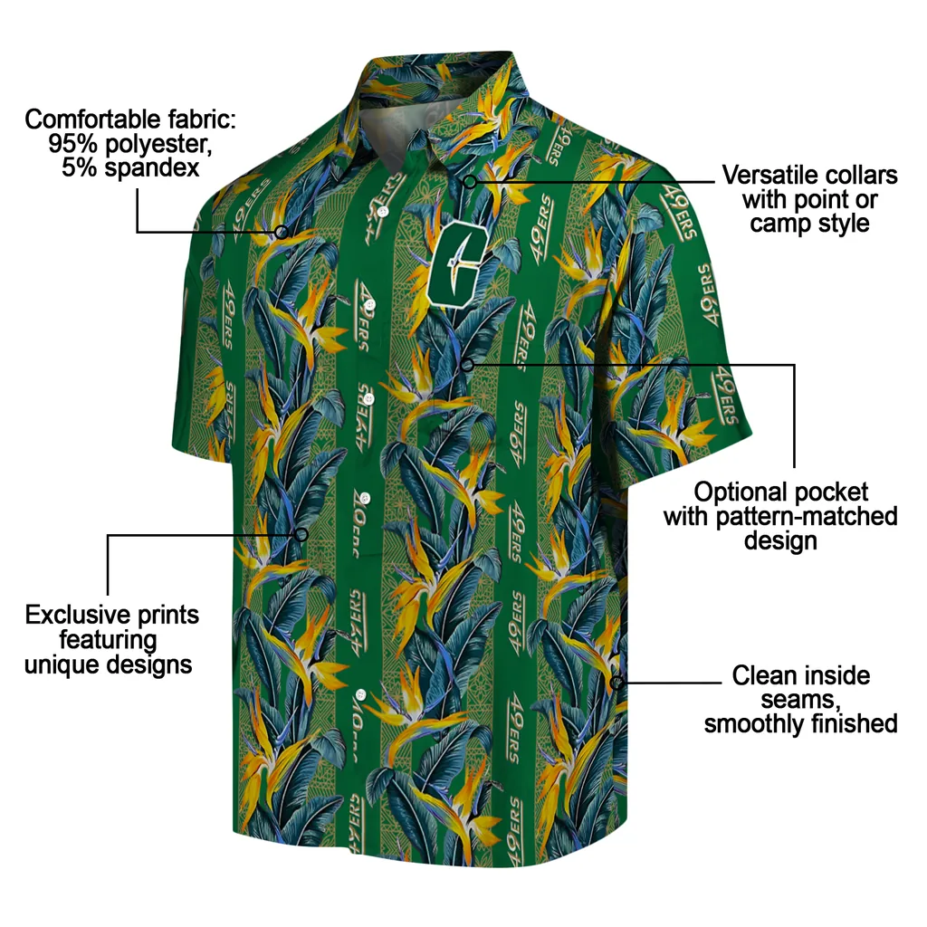 Charlotte 49ers Hawaiian Shirt - Paradise Vines charlotte 49ers paradise vines green hawaiian shirts new arrival