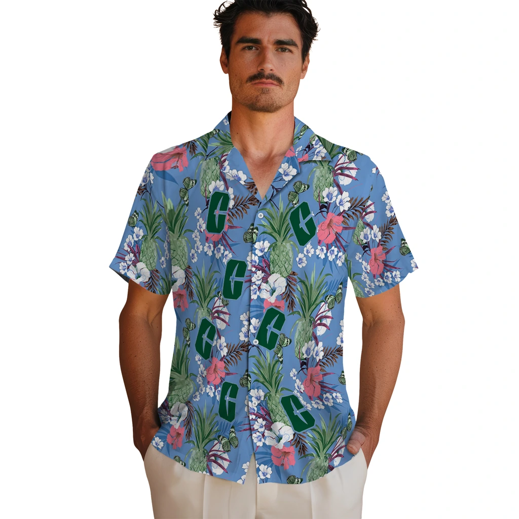 Charlotte 49ers Hawaiian Shirt - Pineapple Bouquet charlotte 49ers pineapple bouquet best sky blue hawaiian shirts fashion forward