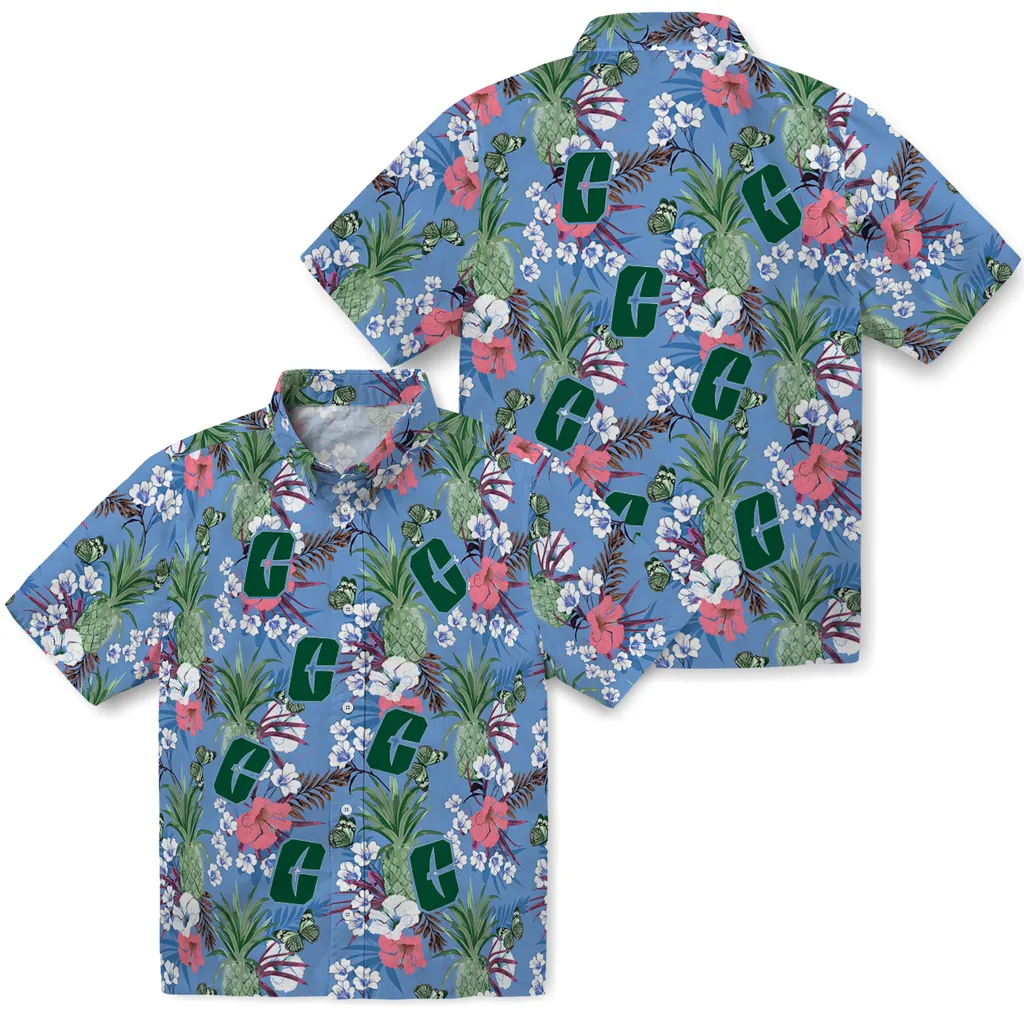 Charlotte 49ers Hawaiian Shirt - Pineapple Bouquet charlotte 49ers pineapple bouquet best sky blue hawaiian shirts high quality