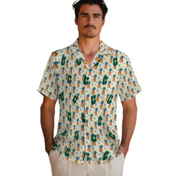 charlotte 49ers pineapple delight beige hawaiian shirts fashion forward