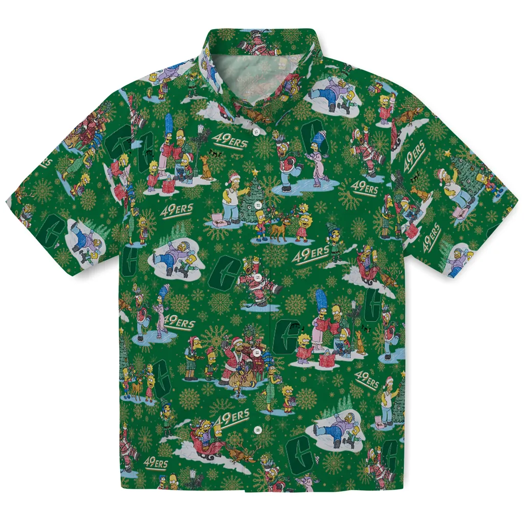 Charlotte 49ers Hawaiian Shirt - Simpsons Christmas charlotte 49ers simpsons christmas green hawaiian shirts best selling