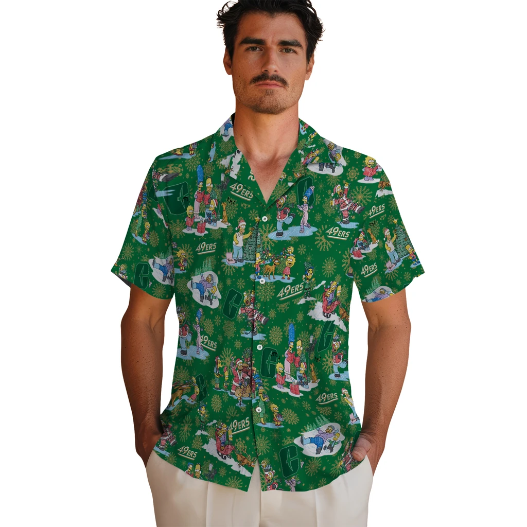 Charlotte 49ers Hawaiian Shirt - Simpsons Christmas charlotte 49ers simpsons christmas green hawaiian shirts fashion forward