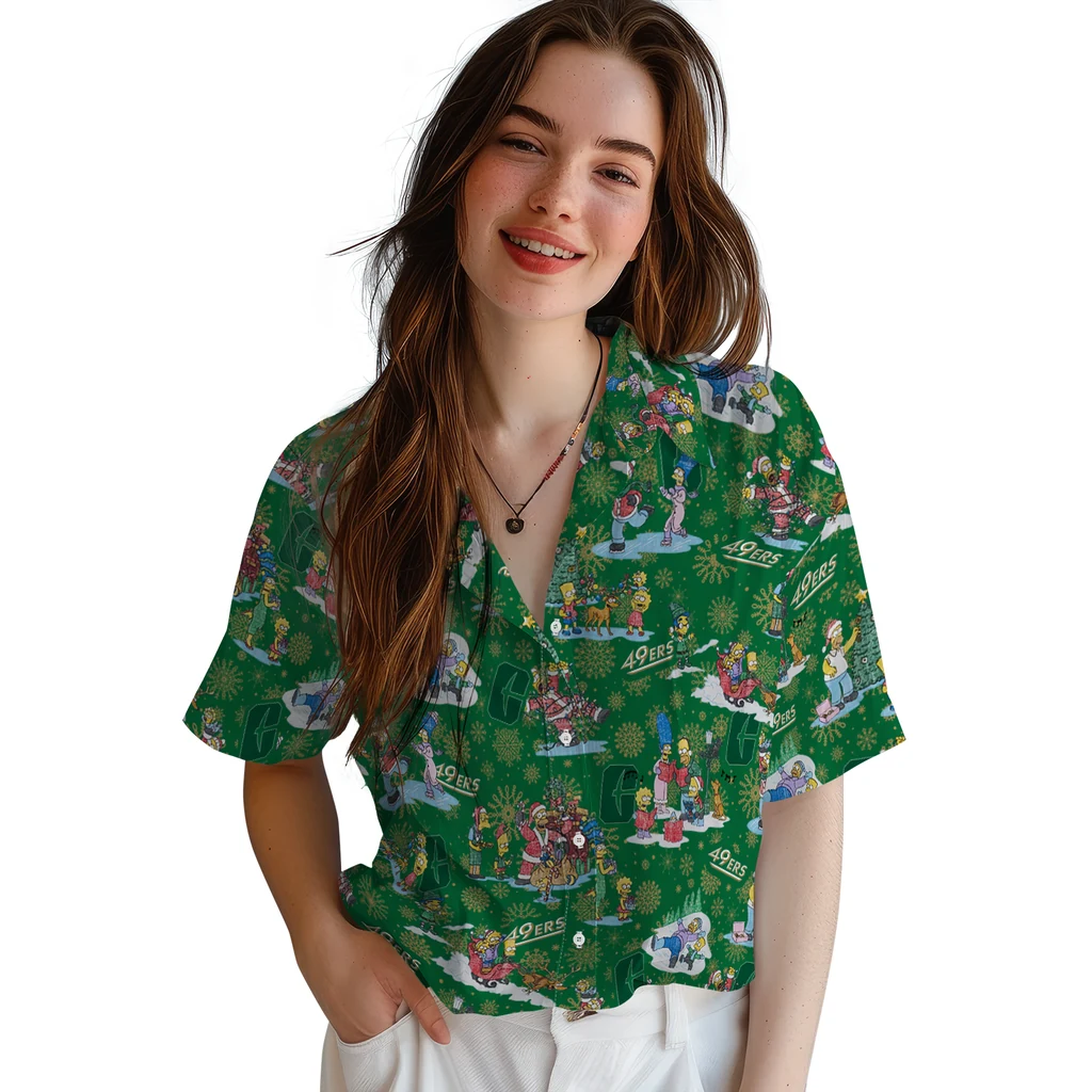 Charlotte 49ers Hawaiian Shirt - Simpsons Christmas charlotte 49ers simpsons christmas green hawaiian shirts latest model