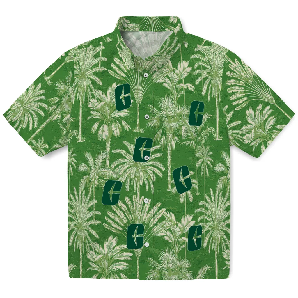 Charlotte 49ers Hawaiian Shirt - Vintage Palm Tree charlotte 49ers palm shadows green hawaiian shirts best selling