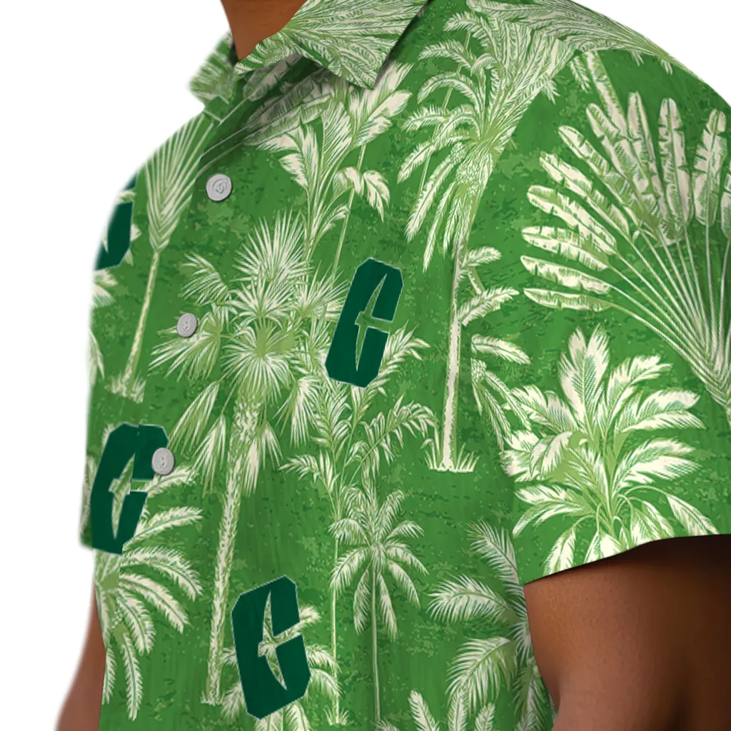 Charlotte 49ers Hawaiian Shirt - Vintage Palm Tree charlotte 49ers palm shadows green hawaiian shirts trendy
