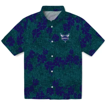 charlotte hornets hibiscus petals teal hawaiian shirts best selling