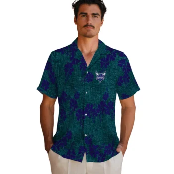 charlotte hornets hibiscus petals teal hawaiian shirts fashion forward