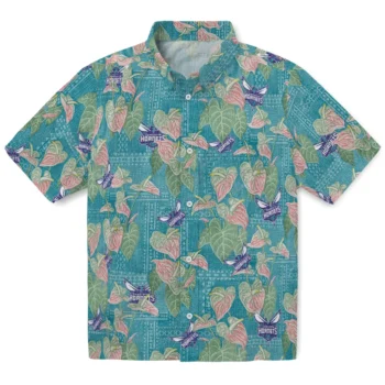 charlotte hornets anthurium overlay teal hawaiian shirts best selling