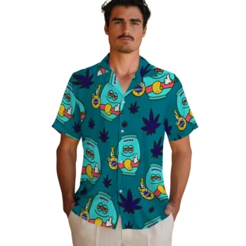 charlotte hornets bong smile teal hawaiian shirts fashion forward