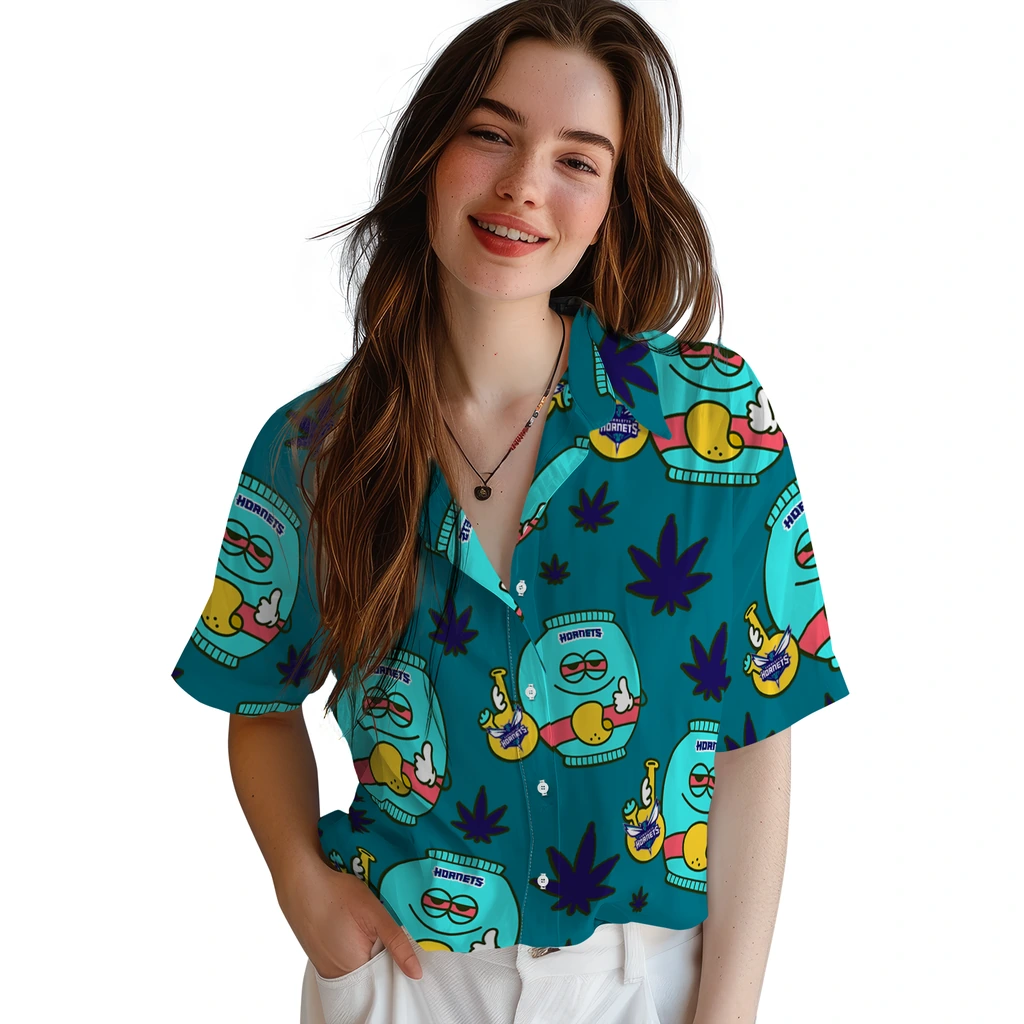 Charlotte Hornets Hawaiian Shirt - Chill Vibe charlotte hornets bong smile teal hawaiian shirts latest model