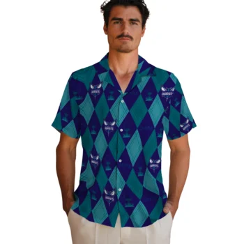 charlotte hornets balloon plaid teal hawaiian shirts fashion forward