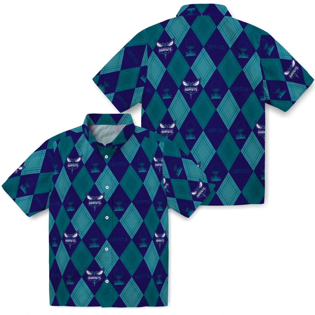 Charlotte Hornets Hawaiian Shirt - Golfing Plaid charlotte hornets balloon plaid teal hawaiian shirts high quality