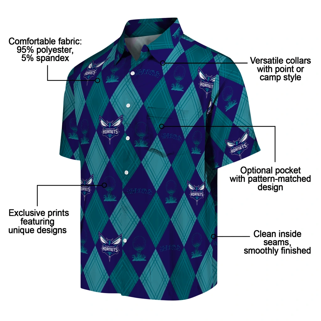 Charlotte Hornets Hawaiian Shirt - Golfing Plaid charlotte hornets balloon plaid teal hawaiian shirts new arrival