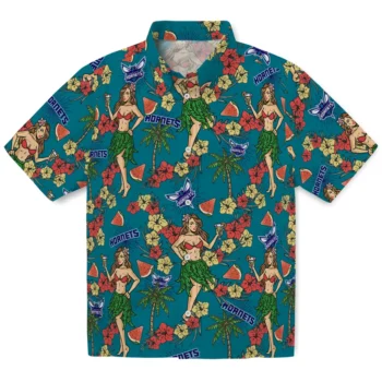 charlotte hornets hawaiian girls design teal hawaiian shirts best selling
