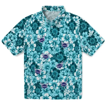 charlotte hornets hibiscus blooms teal hawaiian shirts best selling