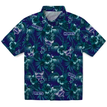 charlotte hornets hibiscus exotic teal hawaiian shirts best selling