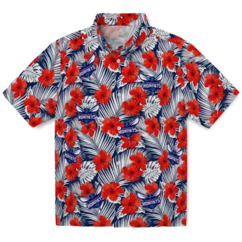 charlotte hornets hibiscus fiesta red royal blue hawaiian shirts best selling