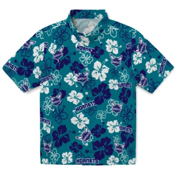 charlotte hornets hibiscus bloom teal hawaiian shirts best selling