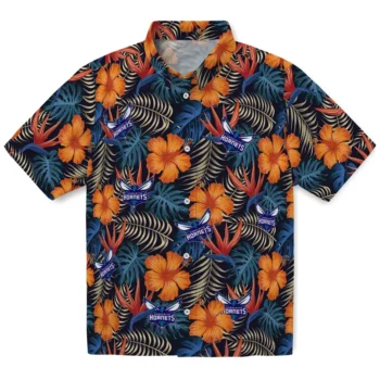 charlotte hornets hibiscus foliage hawaiian shirts best selling