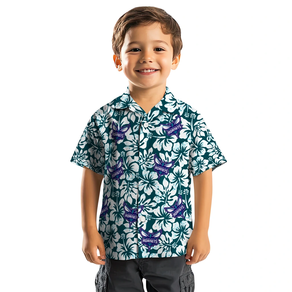 Charlotte Hornets Hawaiian Shirt - Hibiscus Motif charlotte hornets hibiscus motif teal white hawaiian shirts top rated