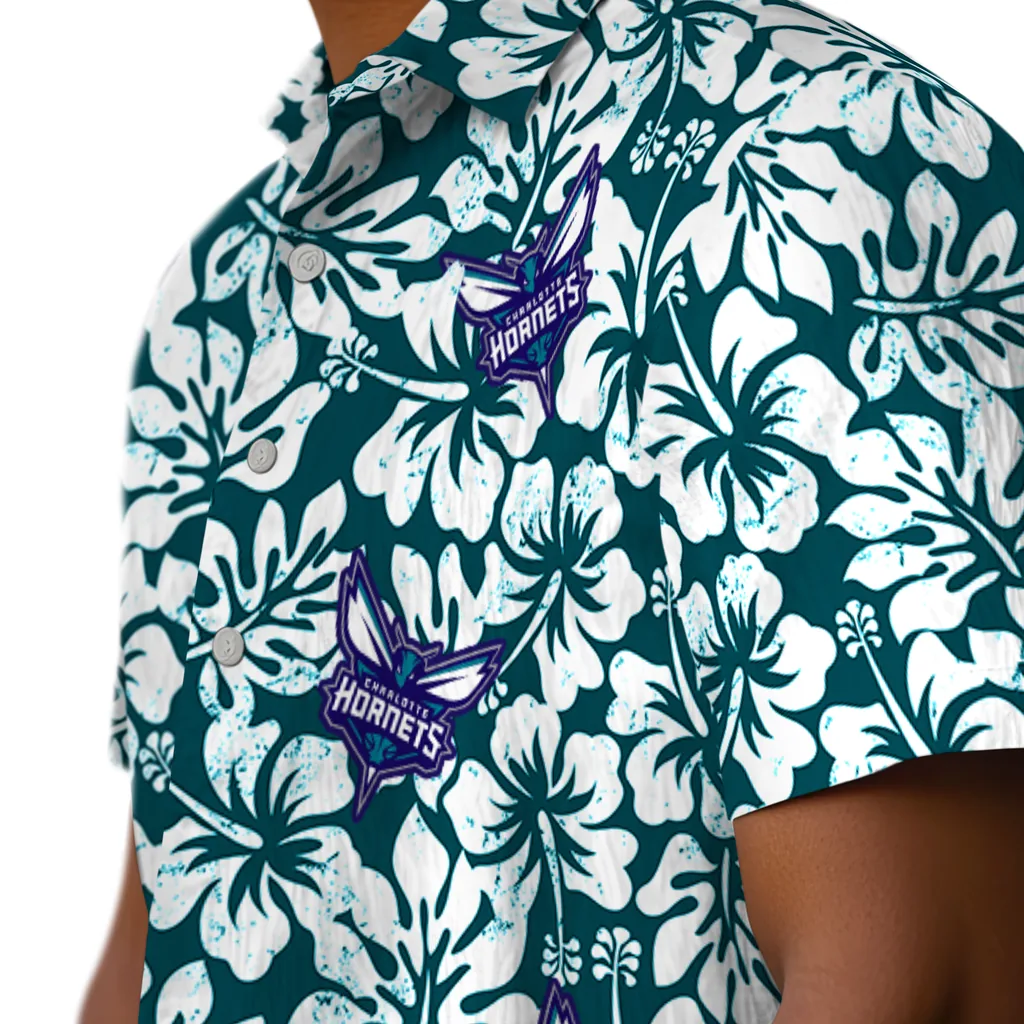 Charlotte Hornets Hawaiian Shirt - Hibiscus Motif charlotte hornets hibiscus motif teal white hawaiian shirts trendy