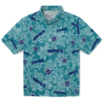 charlotte hornets hibiscus oasis teal hawaiian shirts best selling