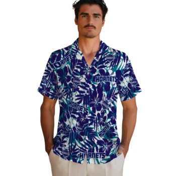 charlotte hornets hibiscus overlay hawaiian shirts fashion forward