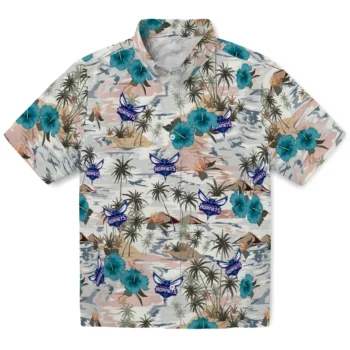 charlotte hornets hibiscus seaside white hawaiian shirts best selling