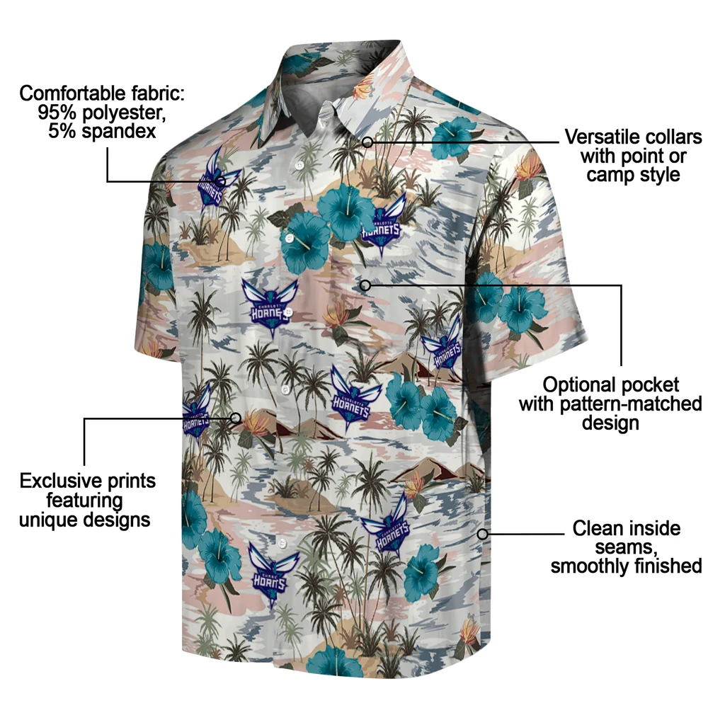 Charlotte Hornets Hawaiian Shirt - Hibiscus Seaside charlotte hornets hibiscus seaside white hawaiian shirts new arrival