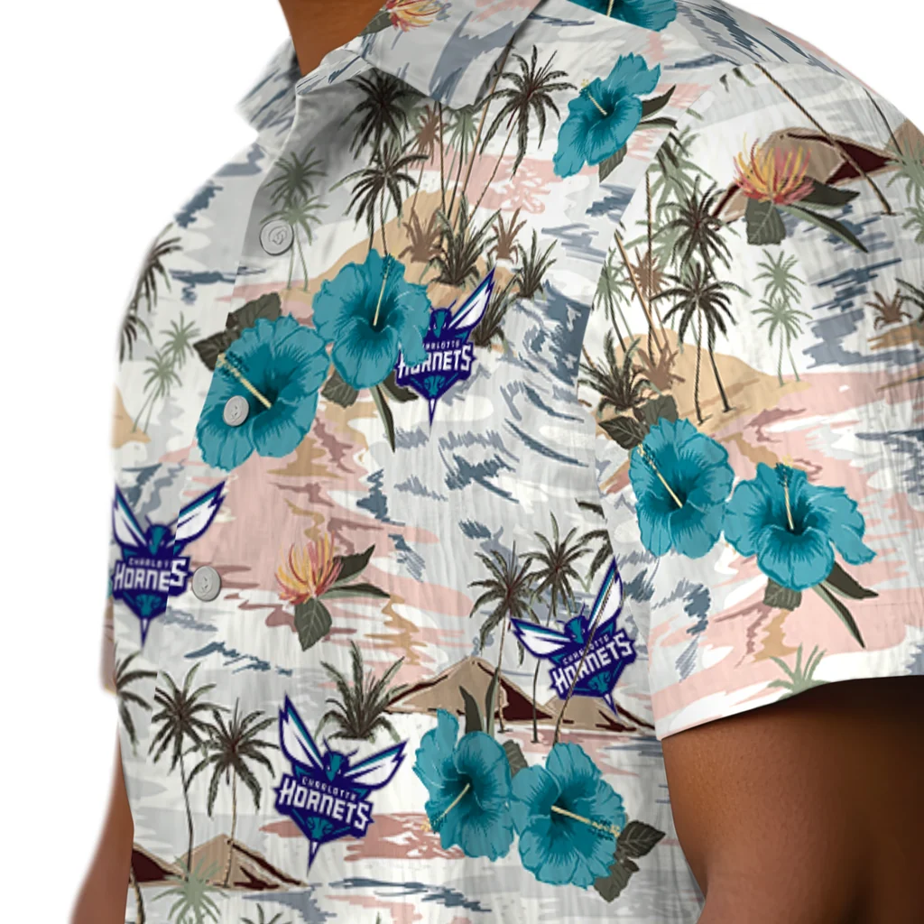 Charlotte Hornets Hawaiian Shirt - Hibiscus Seaside charlotte hornets hibiscus seaside white hawaiian shirts trendy