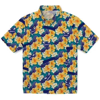 charlotte hornets hibiscus tropics teal yellow hawaiian shirts best selling