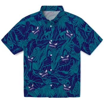 charlotte hornets monstera layer teal hawaiian shirts best selling