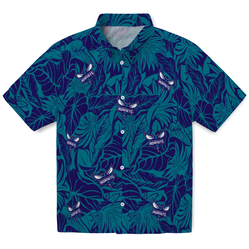 Charlotte Hornets Hawaiian Shirt - Monstera Layer charlotte hornets monstera layer teal hawaiian shirts best selling