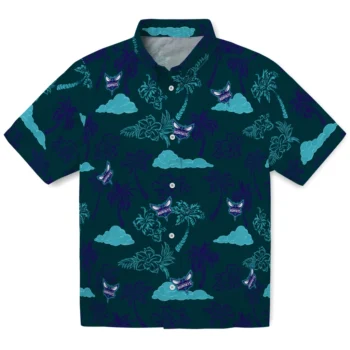 charlotte hornets palm and clouds teal hawaiian shirts best selling