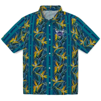charlotte hornets paradise vines teal hawaiian shirts best selling