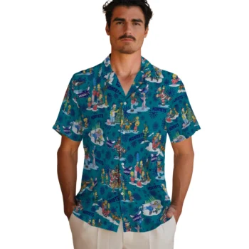 charlotte hornets simpsons christmas teal hawaiian shirts fashion forward
